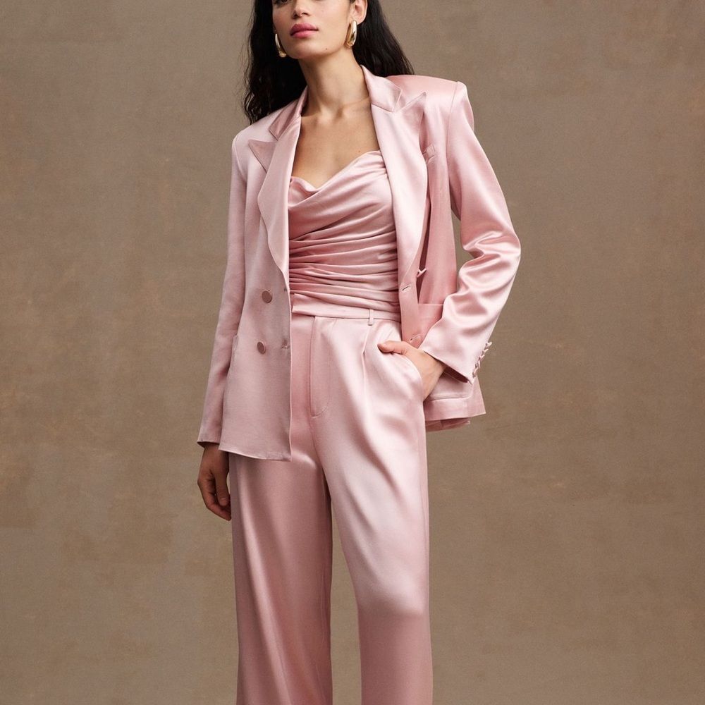 Ronny Kobo x Anthropologie Vivv Satin Blazer